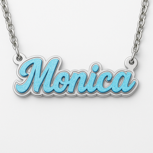 Silver custom Name Necklace "Monica"