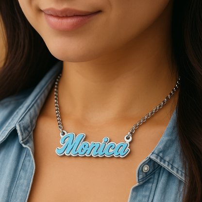 Silver custom Name Necklace "Monica"